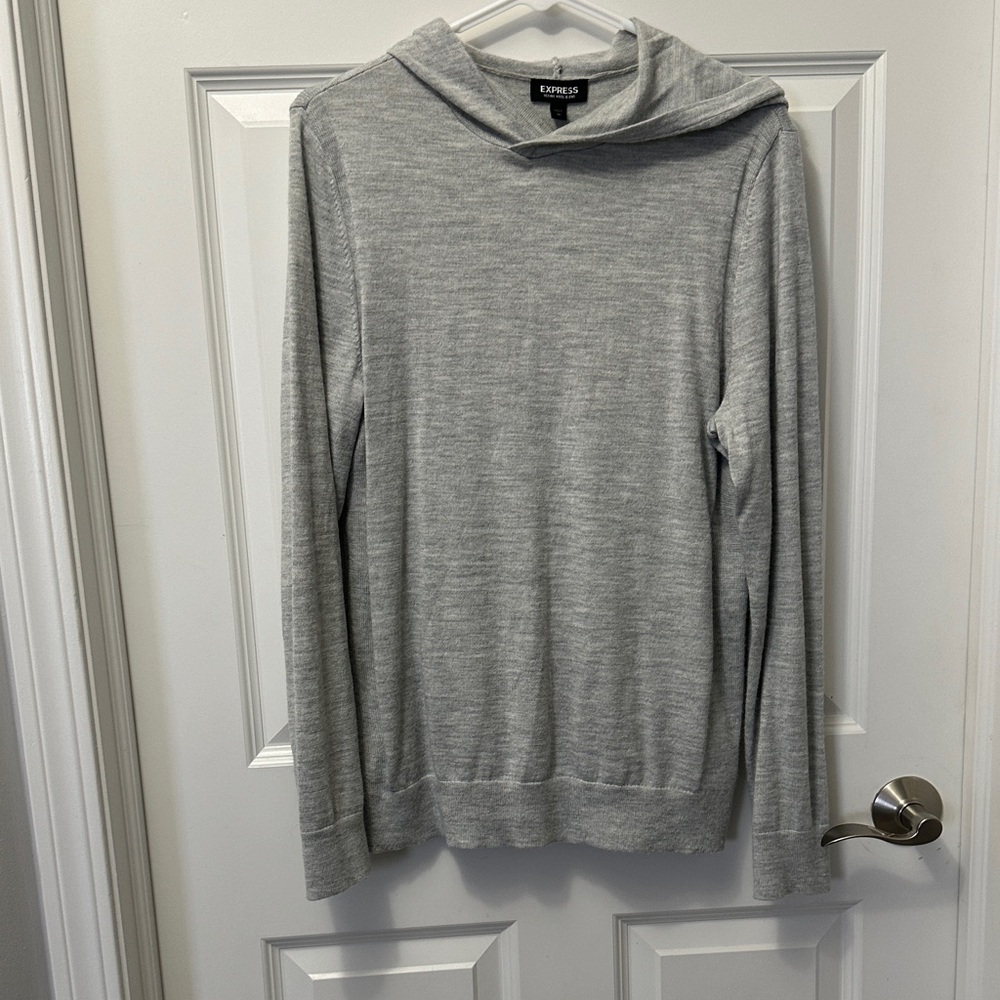 Express Light Gray Hooded Top